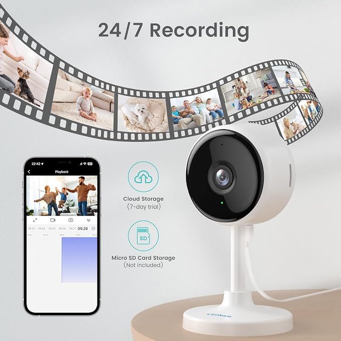 litokam Indoor Cameras for Home Security with Night Vision, Pet Cam with Phone App, Indoor Security Camera, Motion Detection, 2-Way Audio, WiFi Camara Home Cams 1080P