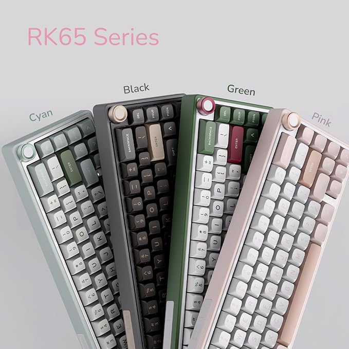 RK ROYAL KLUDGE R65 Wired Mechanical Keyboard with Volume Knob, 60% Percent RGB Backlit Gasket Mount Gaming Keyboard with PBT Keycaps, MDA Profile, QMK/VIA, 66 Keys Hot Swappable Cream Switch, Pink