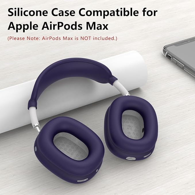 Silicone Case Cover for AirPods Max Headphones, Ear Pad Case Cover/Ear Cups Cover/Headband Cover for AirPods Max 2/1 (2026/2024/2020)(USB-C/Lightning), Accessories for Apple AirPods Max 2, Dark Purple