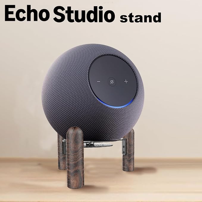 Desktop Holder Mount Stand for 2025 New Echo Studio, Echo 4th Gen，and Other Suitable Speakers. Black Walnut Wood.