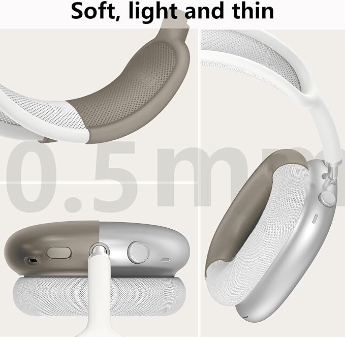 Silicone Case Cover for AirPods Max Headphones, Ear Pad Case Cover/Ear Cups Cover/Headband Cover for AirPods Max 2/1 (2026/2024/2020)(USB-C/Lightning), Accessories for Apple AirPods Max 2, Foggy Black