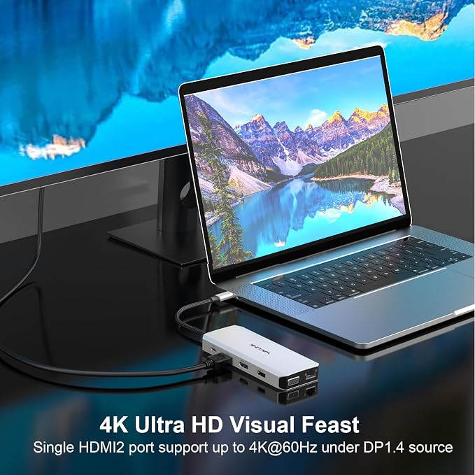 WAVLINK USB C Docking Station Dual Monitor for Dell HP Surface Lenovo Laptop, Triple Display USB-C Hub Multiport Adapter Dongle with 2 HDMI, VGA, Ethernet,100W PD, 5 USB, SD/TF Card Reader,Audio