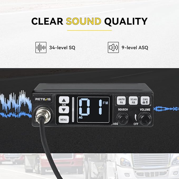 Retevis MB3 CB Radio, CB Radio Kit with Magnetic Antenna and External Speaker, PA System, Easy to Operate, Long Range CB Radio for Truckers