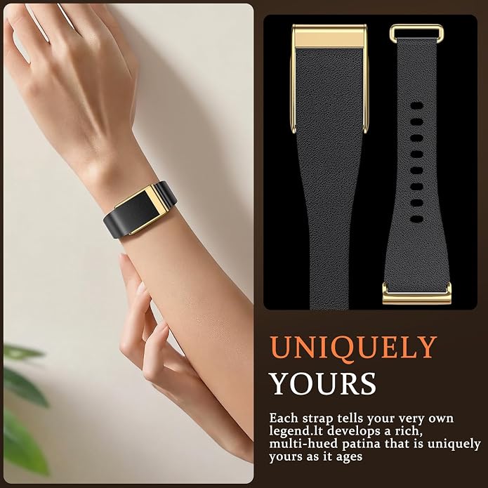 omee Leather Band Compatible with Whoop 5.0 Band Strap Men Women, Genuine Leather Rugged Durable Replacement Wristbands Straps for Whoop 5.0 Bands