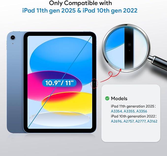 MOBDIK Paperfeel Glass Screen Protector Compatible with iPad A16 11th / 10th Generation (2025/2022), Auto Alignment Kit, Crafted for Natural Writing, Less Reflection