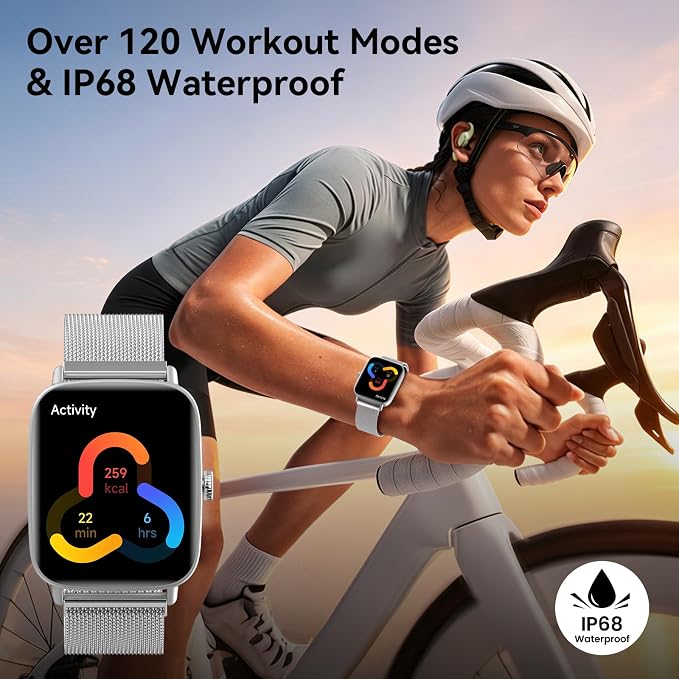 Tensky Smart Watch for Women, 1.85" HD AMOLED Fitness Tracker (Answer/Call) with 24/7 Heart Rate/Sleep/SpO2 Monitor for iPhone & Android, 120+ Sports Modes Smartwatch with IP68 Waterproof