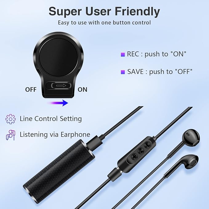 32GB Long Hours Voice Recorder, Voice Recorder with 2000 Hours Capacity, 500 Hours Continuous Recording, Digital Voice Recorder
