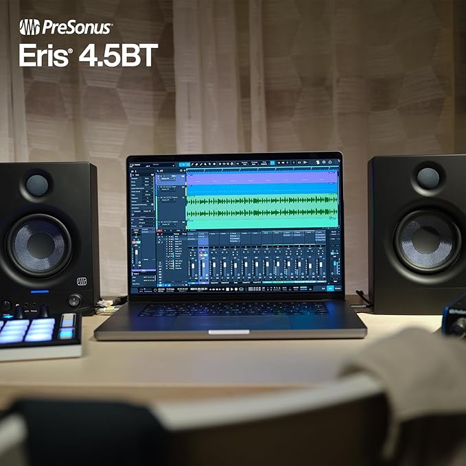 PreSonus Eris 4.5BT Bluetooth Studio Monitors, Pair — 4.5" Powered, Active Monitor Speakers & Focusrite Scarlett Solo 4th Gen USB Audio Interface