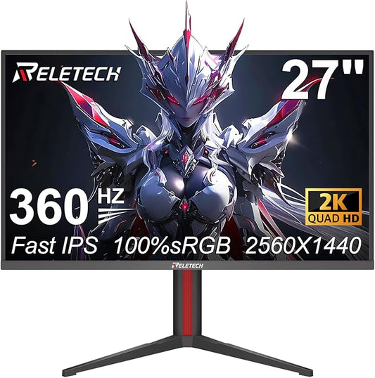 27inch 360Hz Gaming Monitor, 2K QHD (2560x1440) IPS Panel, 1ms, Support FreeSync, 100% sRGB, Height/Pivot/Swivel/TiltAdjustable Vertical Monitor 2*DP& 2*HDMI, VESA Mount (GT27 Hunter)