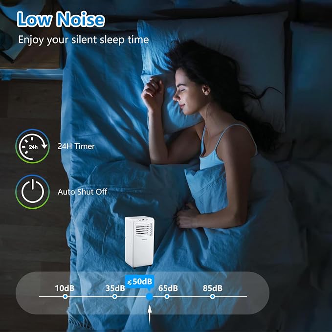 Garvee 10000 BTU Portable Air Conditioner - 3-in-1 Cooling, Dehumidifying & Fan, Cools Rooms Up to 600 Sq.Ft, Quiet Operation with Sleep Mode, 24-Hour Timer, Energy Efficient