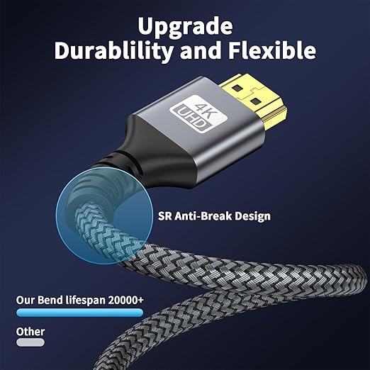 4k Hdmi Cable 85ft Ultra High Speed HDMI 2.0 Cable 4K@60HZ 3D ARC Gold Plated Connector Ethernet Audio Video Return HDMI Cord for UHD TV Monitor Laptop Xbox PS4/PS5 Roku TV ect.(Silvery)