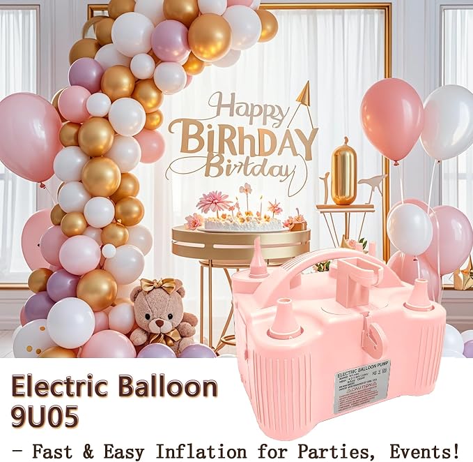 4-in-1 Electric Balloon Pump for All Balloons, Inflatables, and Sports Balls, Portable High Power Triple Inflating Ports for Latex Foil 260q Mylar Balloon