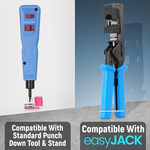 Everest 90° Angled RJ45 Cat6A Keystone Jacks 50-Pack in Pink - Slim Profile Female RJ45 Connectors - Cat 6A Keystone Jack - Compatible with 90° Angled Speed Termination Tool - easyJACK (B094WB91H3)