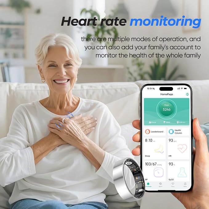 New Smart Ring Health Tracker for Women & Men, Sleep Exercise Health Monitoring, Daily Tracking, iOS/Android Compatible, IP68 Waterproof, No Subscription Required, 5‑Day Battery Life (Rose Gold, 12)