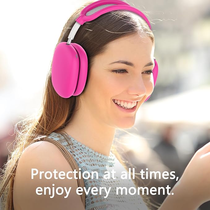 Silicone Case Cover for AirPods Max Headphones, Ear Pad Case Cover/Ear Cups Cover/Headband Cover for AirPods Max 2/1 (2026/2024/2020)(USB-C/Lightning), Accessories for Apple AirPods Max 2, Hot Pink