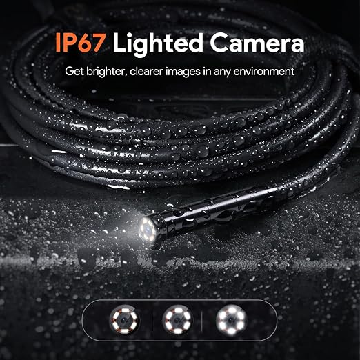 DEPSTECH 50ft Sewer Camera, 1080P HD Triple Lens Borescope, 5" IPS Screen Endoscope with Light, IP67 Waterproof Plumbing Drain Pipe Snake Inspection Camera with 32G Card, Carry Case