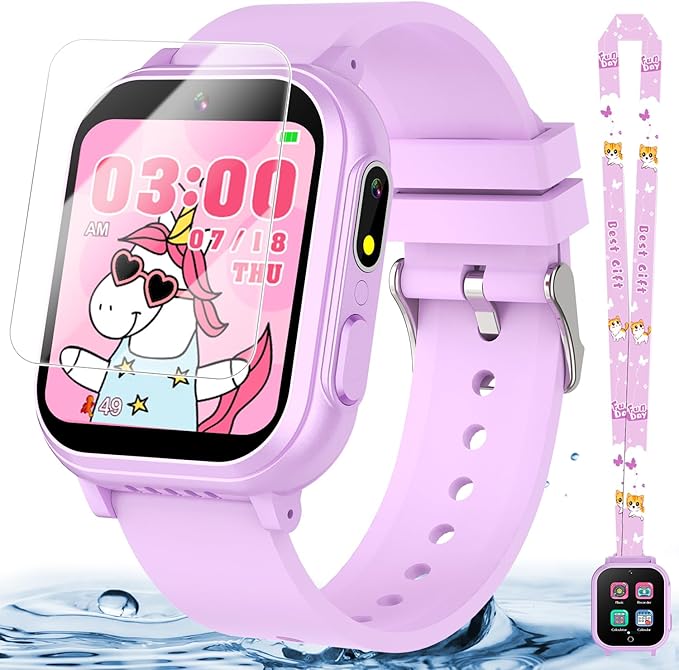 Waterproof Smart Watch for Kids Gift for Girls Age 5-12 with 32 Games, Dual Camera, Habit Tracking, Music Player, Video, Alarm Clock, HD Touchscreen Kids Smart Watch Birthday Toys for 6 7 8 9 Year Old