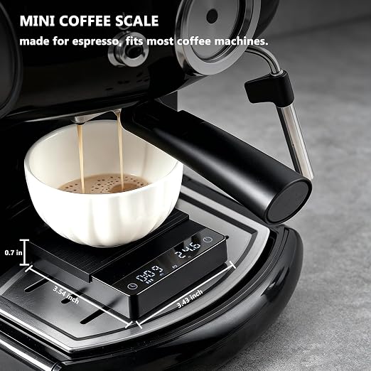 Mini Coffee Scale with Auto Timer, Rechargeable Espresso Scale 2kg/0.1g High Precision, Auto Timer & Gravity Sensing, Digital Kitchen Scale for Pour-Over Coffee, Portable with USB-C (Black)