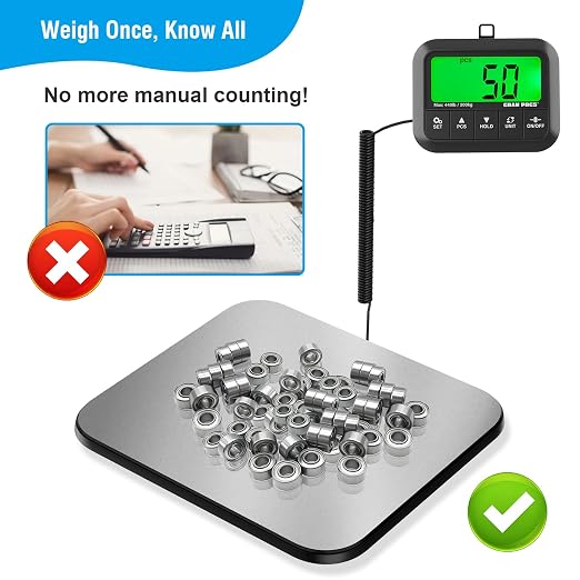 GRAM PRES Shipping Scale, 440 lbs/10g Highly Accurate Postal Scale with Hold/Tare/Pcs, Digital Postage Scale with LCD Display for Packages/Luggage/Post Office/Dog, Battery & USB Cable Included