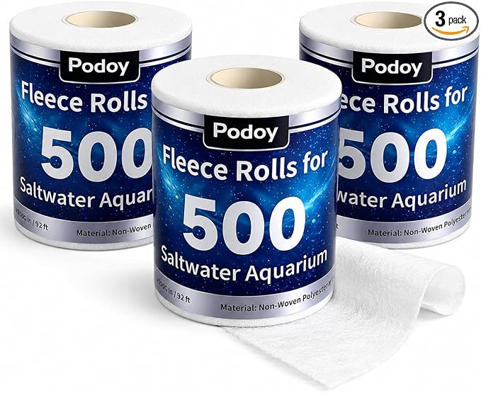 Podoy Replacement Fleece Roll Compatible with Red Reef 500, Aquarium Automatic Filter Media Roll for Saltwater & Reef Tanks, High-Density Mechanical Filtration, 3 Pack