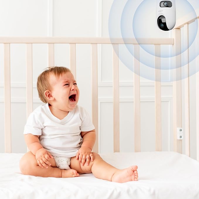 Lorex Connect [New APP] 2K Indoor Dual Lens Wi-Fi 6 Camera | 360° Pan-Tilt | Person & Pet Detection | Color Night Vision | Instant Call | 2-Way Talk | Cloud & Local Storage Option