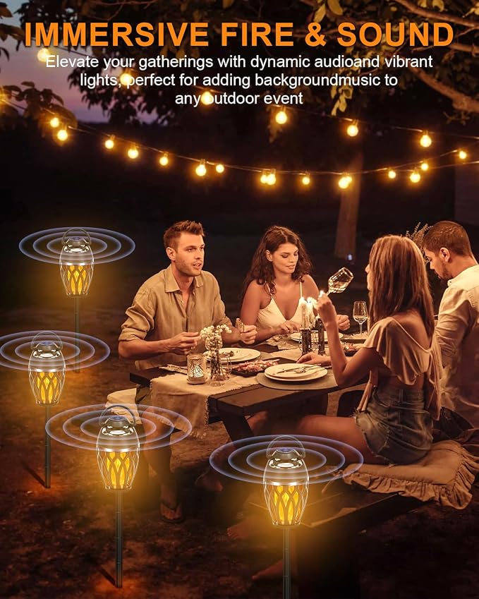 Vanten Outdoor Bluetooth Speakers, Bluetooth 5.0 Led Flame Speaker, IPX5 Waterproof Flame Torch Atmosphere Speaker, Patio Speakers Gifts for Men Women, Decorations for Party Garden Home
