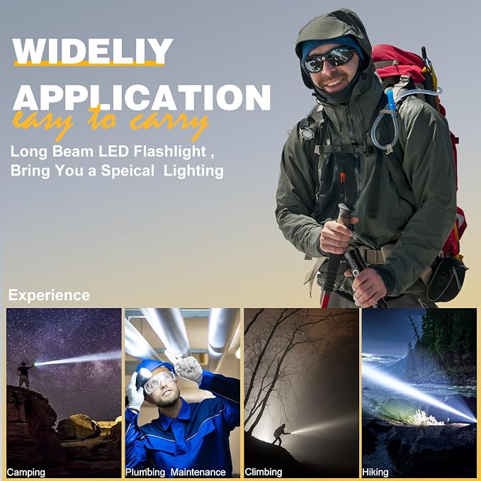 Small Tactical Flashlights High Lumens - 1500 Meters Long Beam Super Bright LED Magnetic Flashlight USB Rechargeable Zoomable 5Modes Long Beam Spotlight Flashlight for Hiking, Camping-dark Green