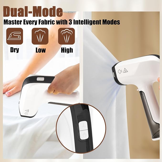 Vacuum Steamer for Clothes, Suction Handheld Clothes Steamer, 3200Pa Dual Mode, LED Display, Portable Travel Steamers for Clothes, Steaming & Ironing 2 In 1, 160ml Water Tank (for 110-120VUse)