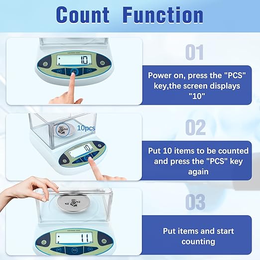 FOUR E'S SCIENTIFIC Lab Scale 300g x 0.001g Accuracy - High Precision Laboratory Analytical Balance with Windshield Digital Scientific Scale Jewelry/Kitchen Scale
