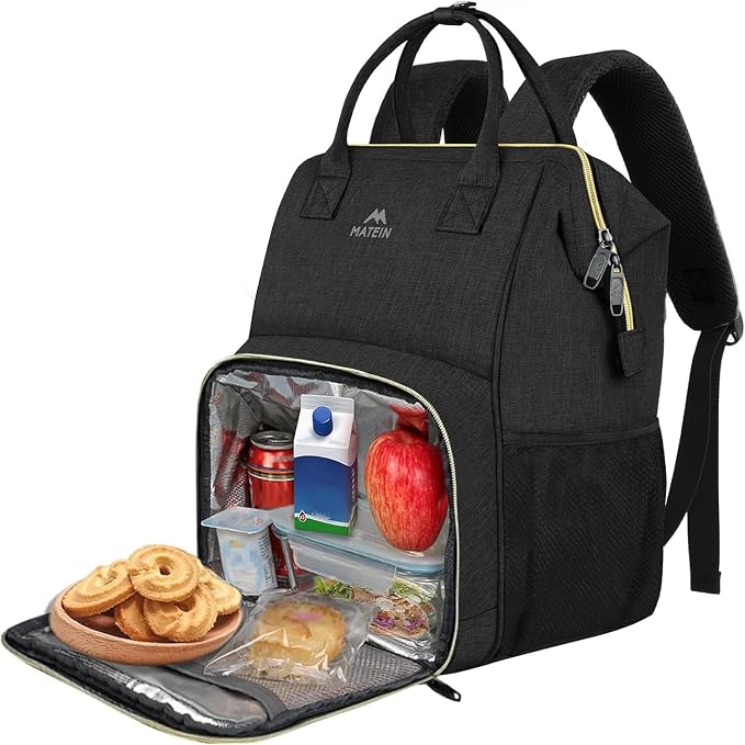MATEIN Lunch Backpack for Men Women, 17 Inch Large Insulated Cooler Backpack, Water Resistant Lunch Box Back Pack Travel Laptop for Men Teacher Work Picnic College Nurse, Black