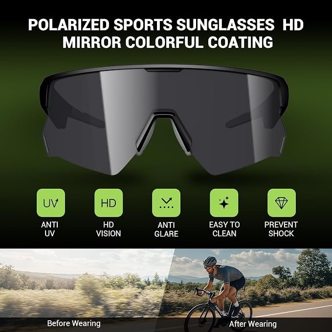 Blackview Bluetooth Sunglasses, UV400Protection, Bult in Mic & Speakers, Voice Assistant Compatible, 5.4 Bluetooth, Polarized Lens for Outdoor Activities