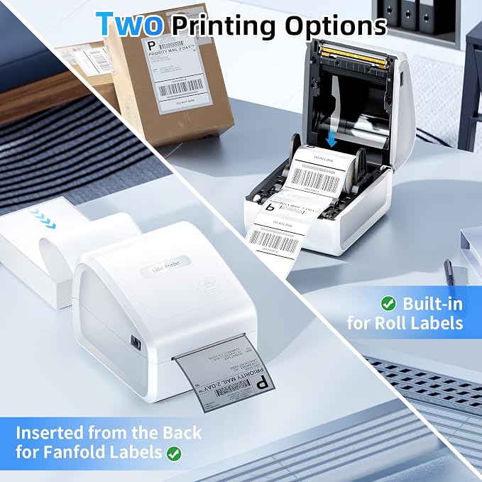 D550 Pro Bluetooth Shipping Label Printer&100Pcs 4x6 Shipping Address Label,Wireless Thermal Labels Printers for Small Business,Office, Home,Support Bluetooth/Ethernet/USB