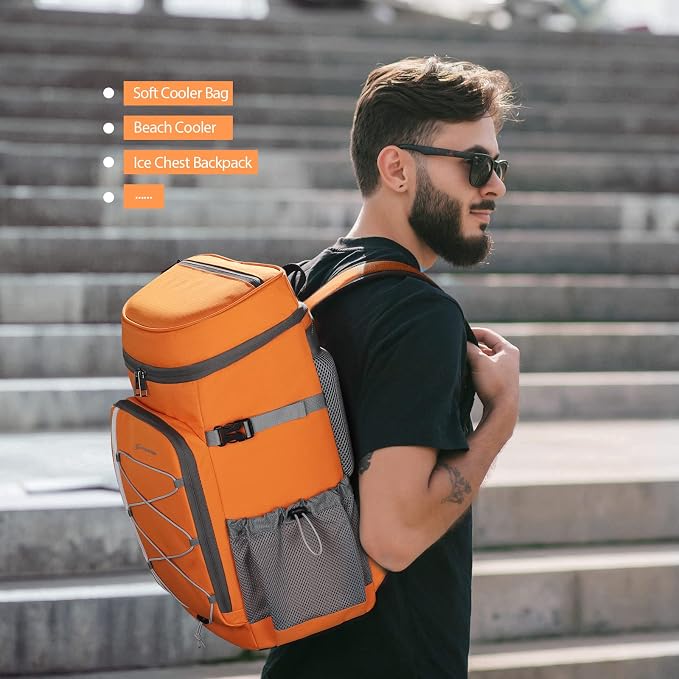 Maelstrom Cooler Backpack - 35/50 Can Insulated Soft Cooler Lunch Bag for Camping, Beach, Hiking & Shopping