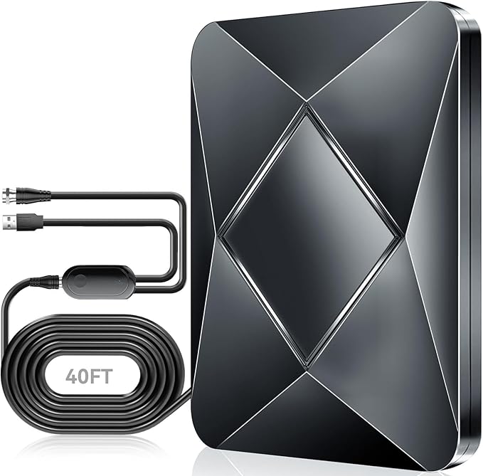 2026 Upgraded TV Antenna, 3600+ Miles Range Indoor/Outdoor Digital Antenna for Smart TVs and All Old TVs, HDTV Antenna for Local Channels with Amplifier, Supports 8K 4K 1080p - 38ft Coax Cable