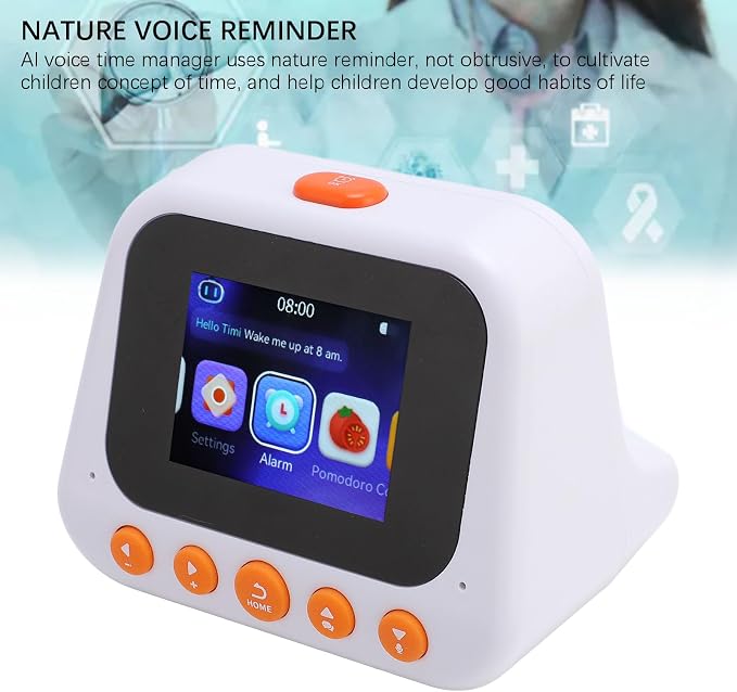 Eujgoov AI Intelligent Time Clock Voice Multifunctional Device Learning Robot and Reminder Type C Charging for Children Education