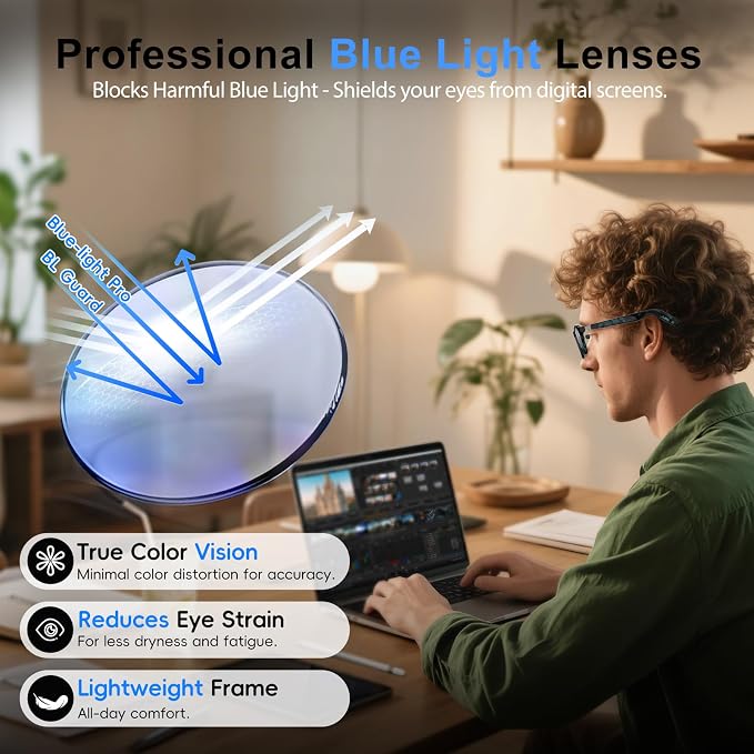 GetD AI Glasses for Men & Women - Blue Tortoiseshell Smart Glasses with 145-Language Translation, Blue Light Blocking, Polarized & Photochromic Lenses,11-Hour Music Play for Travel and Daily Use