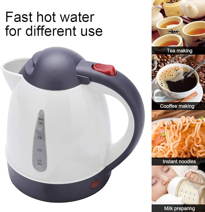 12V Car Kettle & Water Heater - Battery Powered Coffee Maker with Auto Shut-Off, Portable Electric Kettle for Truck RV Travel, Fast Boiling 12V Car Kettle Water Boiler for Tea/Coffee