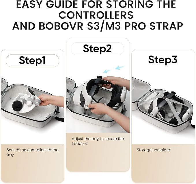 sarlar Hard Carrying Case for Meta Quest 3/3S/Oculus Quest 2/Pimax Dream Air, Large Space for BOBOVR S3 Pro/M3 Pro/Kiwi Design Battery Head Strap All Accessories, Ideal for Travel Home Storage