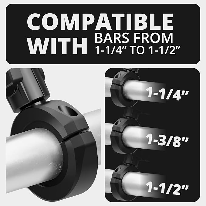 Tackform Black Motorcycle All Metal Phone Mount - 20MAXX Spring Cradle | Universal Clamp Fits 1-1/4" to 1-1/2" Handlebars | Aluminum | Compatible with iPhones, Galaxy Devices, More | Short Reach Arm