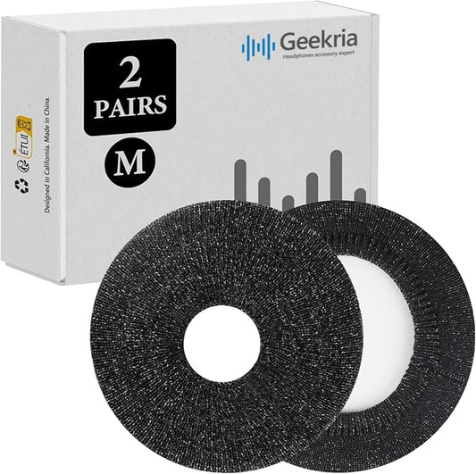 Geekria 2 Pairs Knit Headphones Ear Covers - Product Safety Certified - Washable & Stretchable Earcup Protectors for Over-Ear Headsets, Sweat Pads for Gym (Size M/Black Flowery Gray)