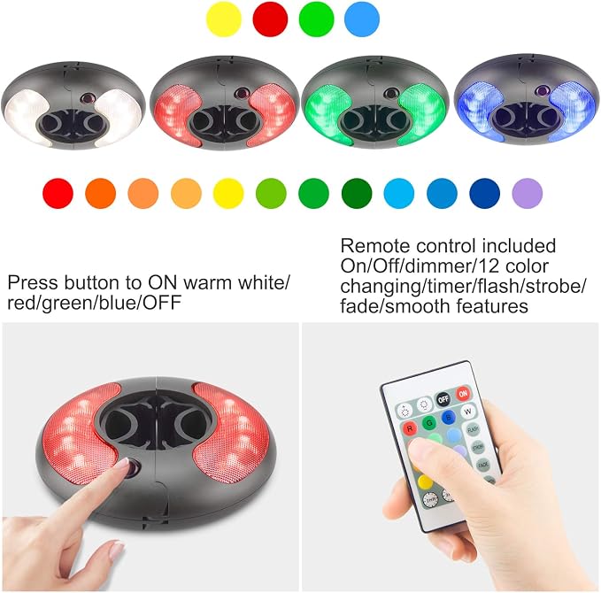 BIGMONAT Battery Operated Hanging Lights Outdoor Patio Umbrella Light with Remote12Colors Changing Camping Tent Light Outside Brightness Dimmable and Timer Setting 120Lumens