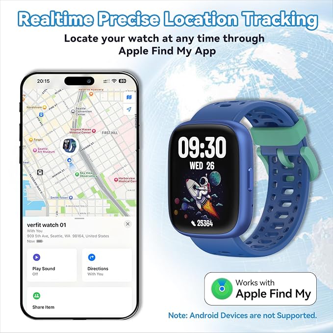 Fitness Tracker Watch, No APP/Phone Required Pedometer Watches Compatible with Apple Find My, Heart Rate, Sleep Monitor Calories Step Counter Stopwatch Waterproof Gifts