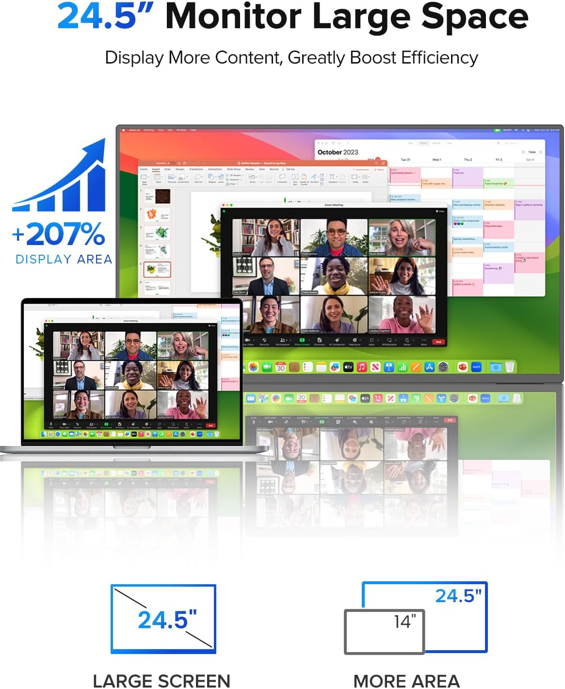 UPERFECT 24.5" 2K Portable Monitor Touchscreen, 165Hz Gaming Monitor FreeSync 0.1ms Fast IPS Large Screen, Built-in 180° Adjustable Stand/VESA, USB-C HDMI Second Screen for Laptop, Phone, Game Console