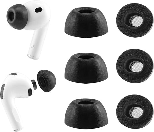 Replacement Memory Foam Ear Tips for AirPods Pro 3 Earbuds, Ultimate Comfort, Compatible with AirPods Pro 3rd Generation 2025, 3 Pairs (Black, Small)