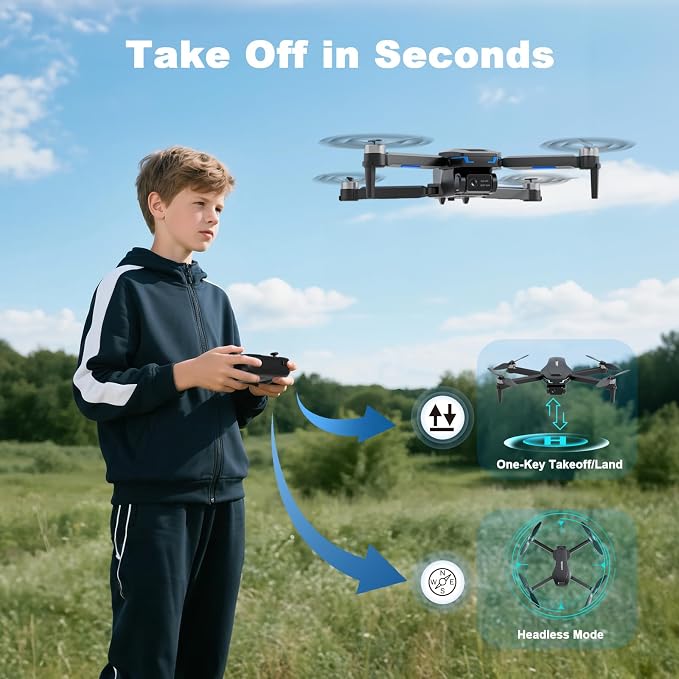 Drone with AI Optical Flow & AI Voice/Gesture Control, 1080P FHD FPV Camera for Kids Beginners Adults, Brushless Motor Foldable RC Drone, One-Key Start, 3D Flips, 2 Batteries 26 Min, Indoor/Outdoor