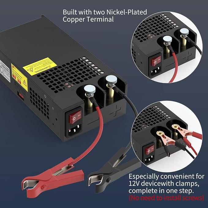 AC to DC Converter 800W 66.7A, 12V Power Supply 110V AC to 12V DC Converter Adapter Switch Transformer for RV, Radio/Car Stereos, LED Strip, Travel, Computer Project, 3D Printer