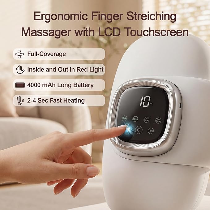 Hand Massager with Heat and Compression for Arthritist Women and Men,Cordless Electric Hand held Massager for Arthritis and Carpal Tunnel, with Touchscreen & Palm Roller