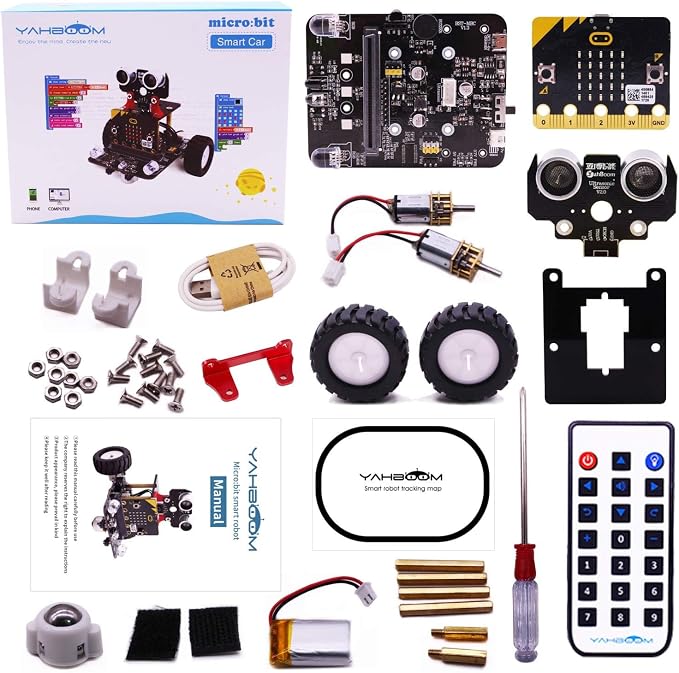 Yahboom Microbit V2 Coding Smart Robotics Toys DIY STEM Science Education RC Car Kit for Kids 10+ Compatible with BBC Micro bit Classroom Teaching Props Preferred