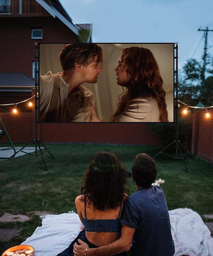 STWUI Projector Screen with Stand - 150 Inch Portable Projector Screens Outdoor Indoor Projector Screen 16:9 4K HD Outdoor Movie Screen with Carry Bag,Enjoy Home Theater Projection Screen