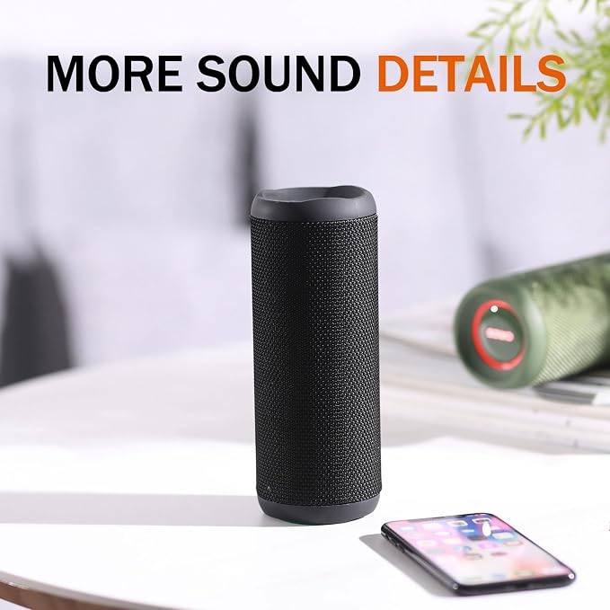 Wireless Portable Speaker,IPX7 Waterproof Bluetooth Speaker, 25W Loud Stereo Sound, Bassboom Technology, TWS Pairing, Built-in Mic, 16H Playtime with Lights for Home Outdoor - Black | 25W Stereo Sound, Bassboom Technology, TWS Pairing, Built-in Mic, 16...